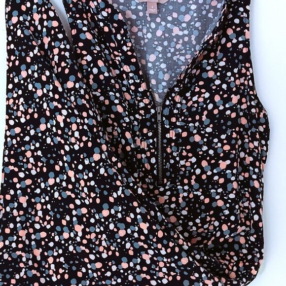 FRONT ZIPPERED SPECKLED BANANA REPUBLIC MINI DRESS, SIZE 2, POLY, BODYCON - Picture 1 of 7